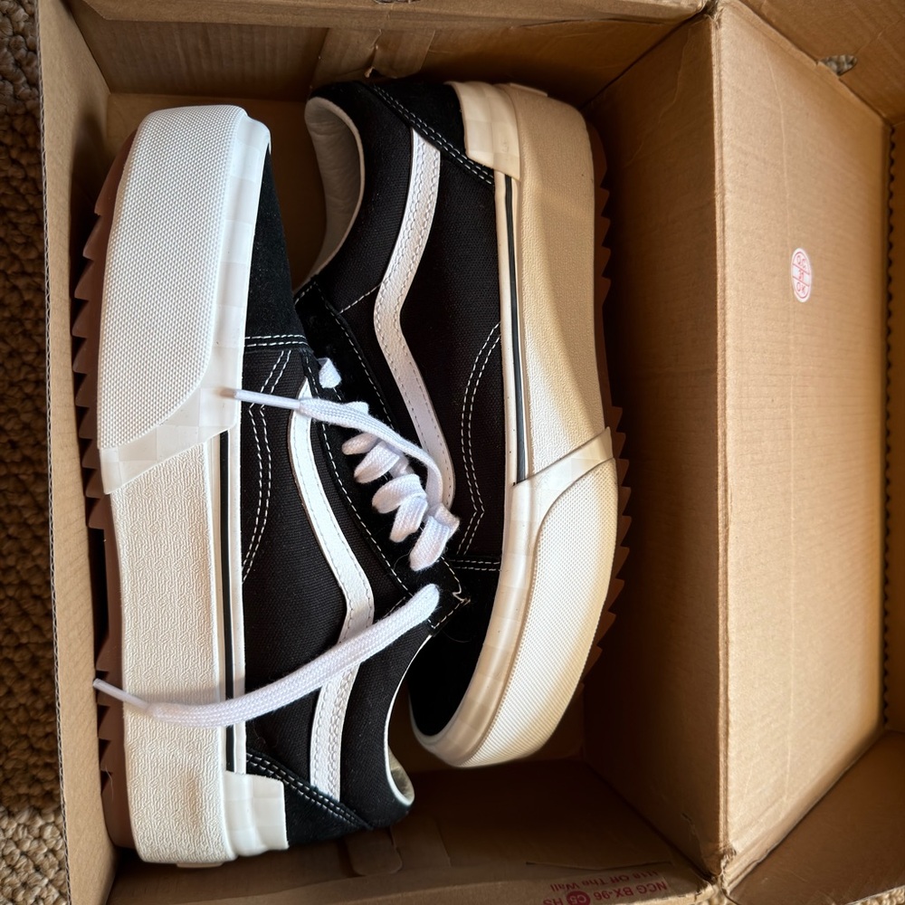 Vans Black and White Old Skool Platform Sneakers
